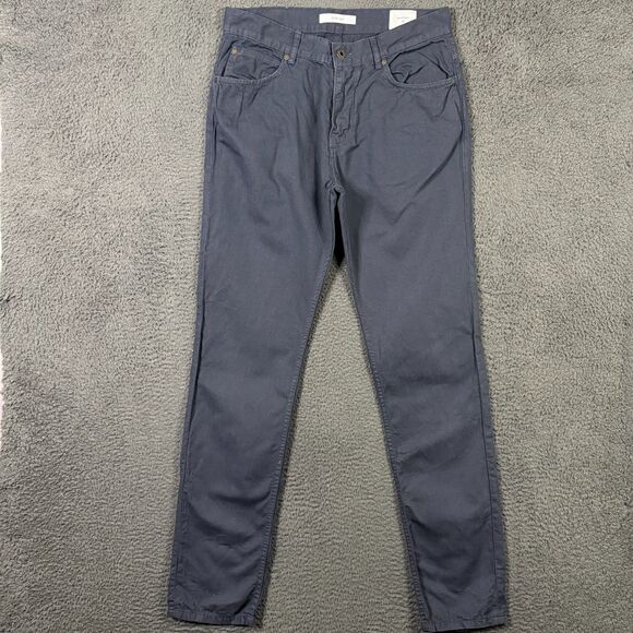 Billy Reid Pants Mens 33x34 Blue Slim Cut Linen Blend Chino 5 Pocket Lightweight - Picture 1 of 16